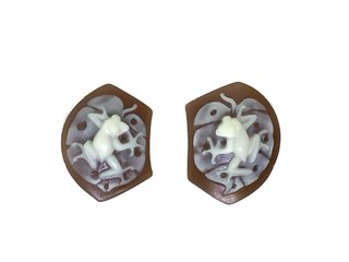 Frog on Leaf w/Holes Cameo, 2 pc set